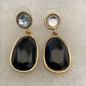 5 for $15 Sophisticated Black and Gold Drop Earrings with Gemstone Accents